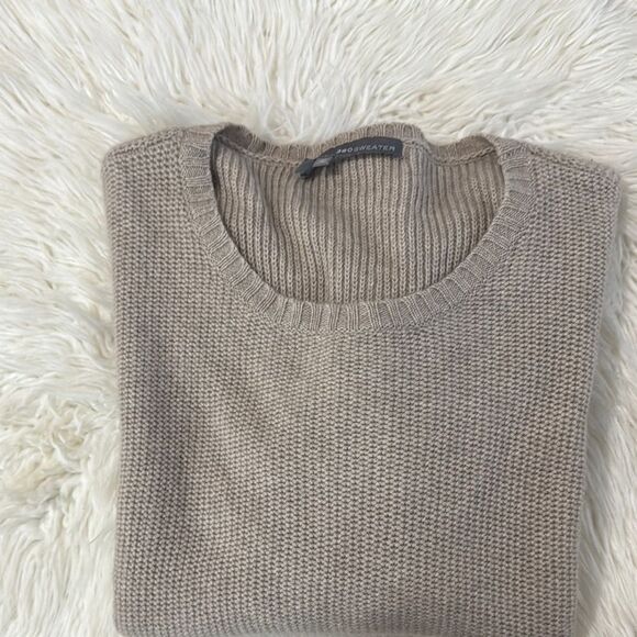 360 Sweater Wool and Cashmere Brown and Tan Crew Neck Sweater Size M - Picture 7 of 8